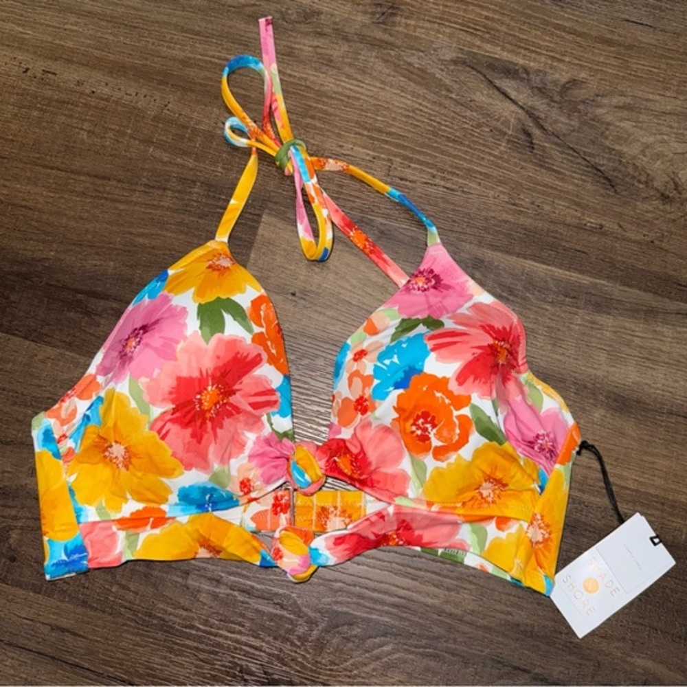 NWT Target Shade & Shore Floral Rainbow Bikini Top